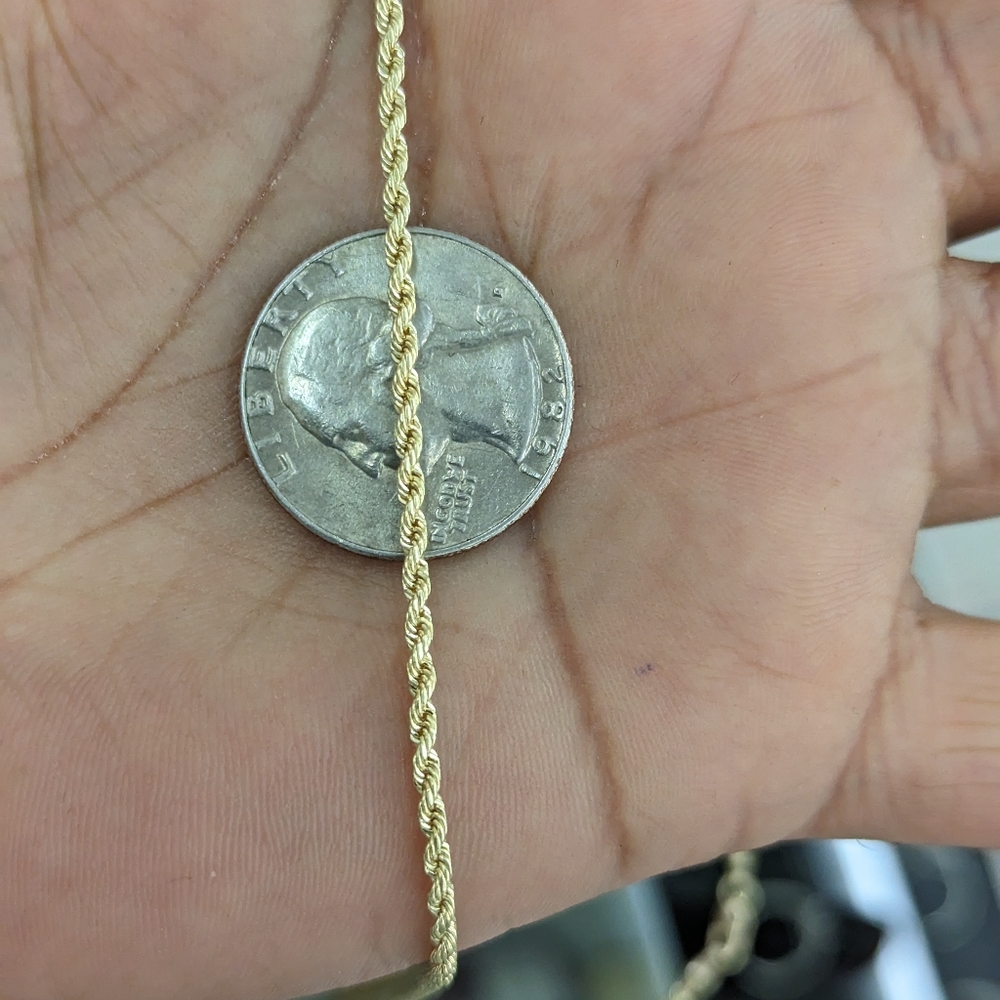 10kt Real Gold Rope Chain 2mm 22 Inch - Picture 6 of 8